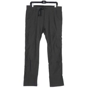 PRANA Gray Nylon Blend Belted Cargo Pocket Hiking Trail Pants Men's Slim 34 X 32